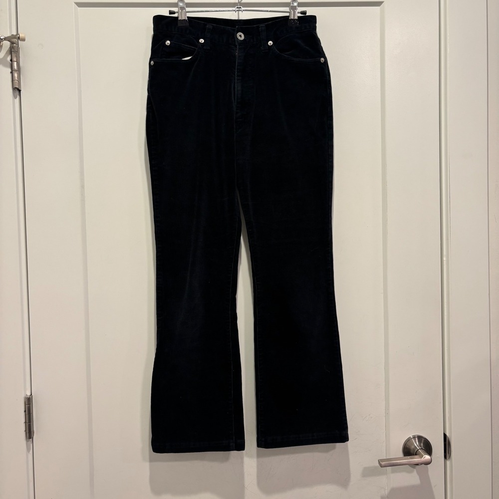 Uniqlo Womens Black Corduroy Flare Pants Stretch Cotton Blend Size 25 63cm 9/1
